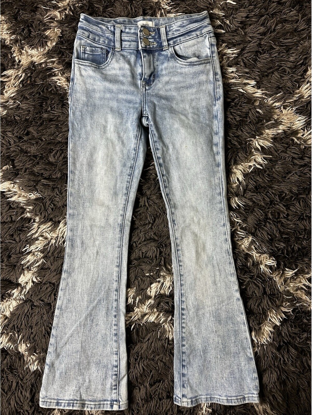 BKE Youth Girls Flare Light Wash Stretch Denim Jeans Size 12 Adjustable Waist